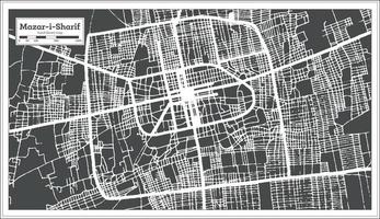 mazar-i-sharif afghanistan stad kaart in zwart en wit kleur in retro stijl. schets kaart. vector