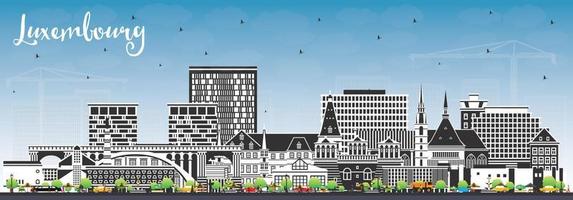 Luxemburg stad horizon met kleur gebouwen en blauw lucht. vector