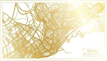 mersin kalkoen stad kaart in retro stijl in gouden kleur. schets kaart. vector