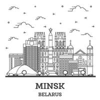 schets Minsk Wit-Rusland stad horizon met modern gebouwen geïsoleerd Aan wit. vector