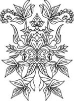 abstract bloemen lijn kunst, hand getekend zwart en wit schets, vector illustratie van vlinder kleur Pagina's.