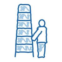 menselijk met ladder tekening icoon hand- getrokken illustratie vector