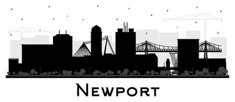 newport Wales stad horizon silhouet met zwart gebouwen geïsoleerd Aan wit. vector