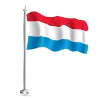 Luxemburgs vlag. geïsoleerd realistisch Golf vlag van Luxemburg land Aan vlaggenmast. vector