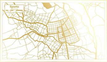 Sparta Griekenland stad kaart in retro stijl in gouden kleur. schets kaart. vector