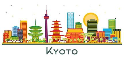 Kyoto Japan stad horizon met kleur gebouwen geïsoleerd Aan wit. vector