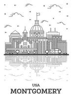 schets montgomery Alabama Verenigde Staten van Amerika stad horizon met modern gebouwen en reflecties geïsoleerd Aan wit. vector