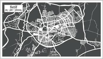 setif Algerije stad kaart in zwart en wit kleur in retro stijl. schets kaart. vector