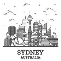 schets Sydney Australië stad horizon met modern gebouwen geïsoleerd Aan wit. vector