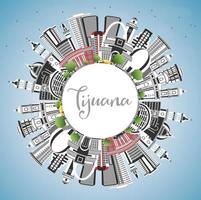 tijuana Mexico stad horizon met kleur gebouwen, blauw lucht en kopiëren ruimte. vector