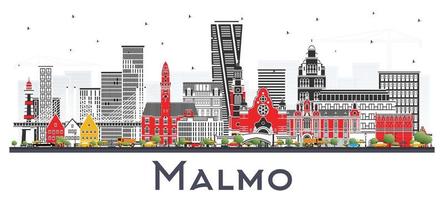 Malmö Zweden stad horizon met kleur gebouwen geïsoleerd Aan wit. vector
