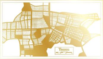 yeosu zuiden Korea stad kaart in retro stijl in gouden kleur. schets kaart. vector