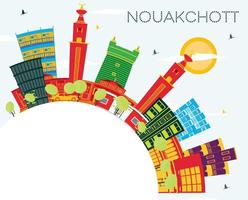 nouakchott mauritania stad horizon met kleur gebouwen, blauw lucht en kopiëren ruimte. vector