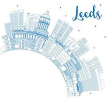 schets Leeds uk stad horizon met blauw gebouwen en kopiëren ruimte. vector