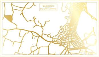 zakynthos Griekenland stad kaart in retro stijl in gouden kleur. schets kaart. vector
