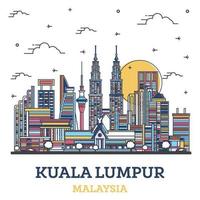 schets Kuala lumpur Maleisië stad horizon met gekleurde modern gebouwen geïsoleerd Aan wit. vector