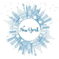 schets nieuw york Verenigde Staten van Amerika stad horizon met blauw gebouwen en kopiëren ruimte. vector
