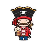 schattig gezagvoerder piraten Holding bier tekenfilm icoon illustratie vector