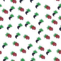 naadloos patroon met rood en zwart bes bessen en bladeren. zomer voedsel afdrukken vector