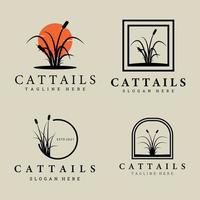 cattails logo set, bundel, verzameling vector illustratie ontwerp, cattail icoon