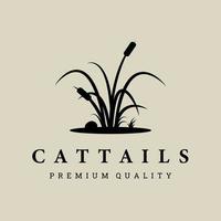 cattails gras logo vector illustratie ontwerp, vlak wijnoogst