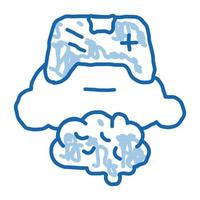 spel hersenen en wolk tekening icoon hand- getrokken illustratie vector