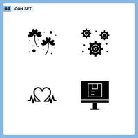 groep van 4 solide glyphs tekens en symbolen voor Klaver liefde Patrick kantoor bruiloft bewerkbare vector ontwerp elementen