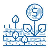 geld boom Aan veld- tekening icoon hand- getrokken illustratie vector