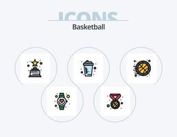 basketbal lijn gevulde icoon pak 5 icoon ontwerp. . Sportschool. loop. halter. koning vector