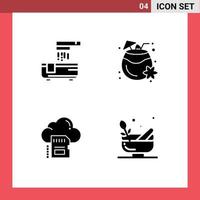 voorraad vector icoon pak van 4 lijn tekens en symbolen voor bad kaart douche drinken wolk bewerkbare vector ontwerp elementen
