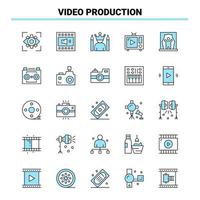 25 video productie zwart en blauw icoon reeks creatief icoon ontwerp en logo sjabloon creatief zwart icoon vector achtergrond