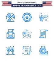 9 creatief Verenigde Staten van Amerika pictogrammen modern onafhankelijkheid tekens en 4e juli symbolen van kaart uitnodiging geweer groet e-mail bewerkbare Verenigde Staten van Amerika dag vector ontwerp elementen
