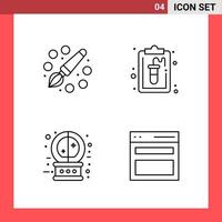 4 icoon pak lijn stijl schets symbolen Aan wit achtergrond gemakkelijk tekens voor algemeen ontwerpen creatief zwart icoon vector achtergrond