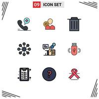 9 creatief pictogrammen modern tekens en symbolen van campagne server persoonlijk databank recycle bewerkbare vector ontwerp elementen
