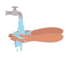 geïsoleerde handen wassen onder waterkraan ontwerp vector