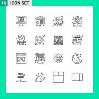 schets pak van 16 universeel symbolen van kroon uitrusting vrouw wiel doos bewerkbare vector ontwerp elementen