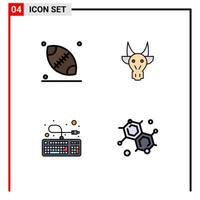 voorraad vector icoon pak van 4 lijn tekens en symbolen voor rugby toetsenbord versiering Indisch verbinding bewerkbare vector ontwerp elementen