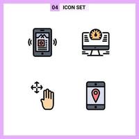 reeks van 4 modern ui pictogrammen symbolen tekens voor mobiel omhoog computer kijk maar mobiel bewerkbare vector ontwerp elementen
