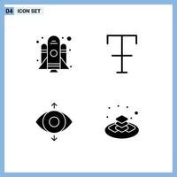 modern reeks van 4 solide glyphs en symbolen zo net zo raket zoet doopvont oog geschenk bewerkbare vector ontwerp elementen