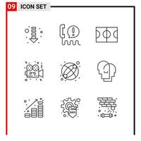 9 algemeen pictogrammen voor website ontwerp afdrukken en mobiel apps 9 schets symbolen tekens geïsoleerd Aan wit achtergrond 9 icoon pak creatief zwart icoon vector achtergrond