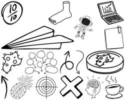 set item en symbool hand getrokken doodle vector