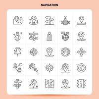 schets 25 navigatie icoon reeks vector lijn stijl ontwerp zwart pictogrammen reeks lineair pictogram pak web en mobiel bedrijf ideeën ontwerp vector illustratie