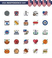 pak van 25 Verenigde Staten van Amerika onafhankelijkheid dag viering vlak gevulde lijnen tekens en 4e juli symbolen zo net zo liefde vlag hokey Amerikaans rook bewerkbare Verenigde Staten van Amerika dag vector ontwerp elementen