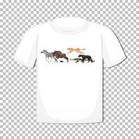 wild dierengroepsontwerp op t-shirt dat op transparante achtergrond wordt geïsoleerd vector