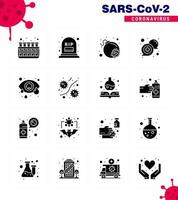 roman coronavirus 2019-nCoV 16 solide glyph zwart icoon pak oog ondersteuning aanval online communicatie virale coronavirus 2019november ziekte vector ontwerp elementen