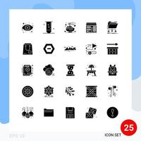 modern reeks van 25 solide glyphs pictogram van gegevens ontwerp wetenschap kalender noodle bewerkbare vector ontwerp elementen