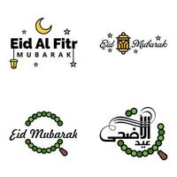 reeks van 4 vector illustratie van eid al fitr moslim traditioneel vakantie eid mubarak typografisch ontwerp bruikbaar net zo achtergrond of groet kaarten