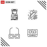 pixel perfect reeks van 4 lijn pictogrammen schets icoon reeks voor website ontwerpen en mobiel toepassingen koppel creatief zwart icoon vector achtergrond