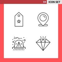 4 icoon pak lijn stijl schets symbolen Aan wit achtergrond gemakkelijk tekens voor algemeen ontwerpen creatief zwart icoon vector achtergrond
