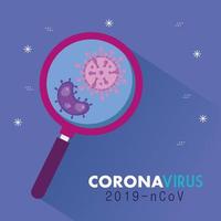 coronavirus medische banner met vergrootglas vector